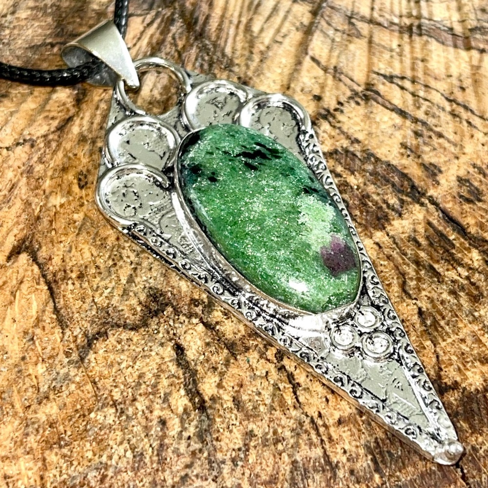 Ruby Zoisite Pendant 2 1/4”